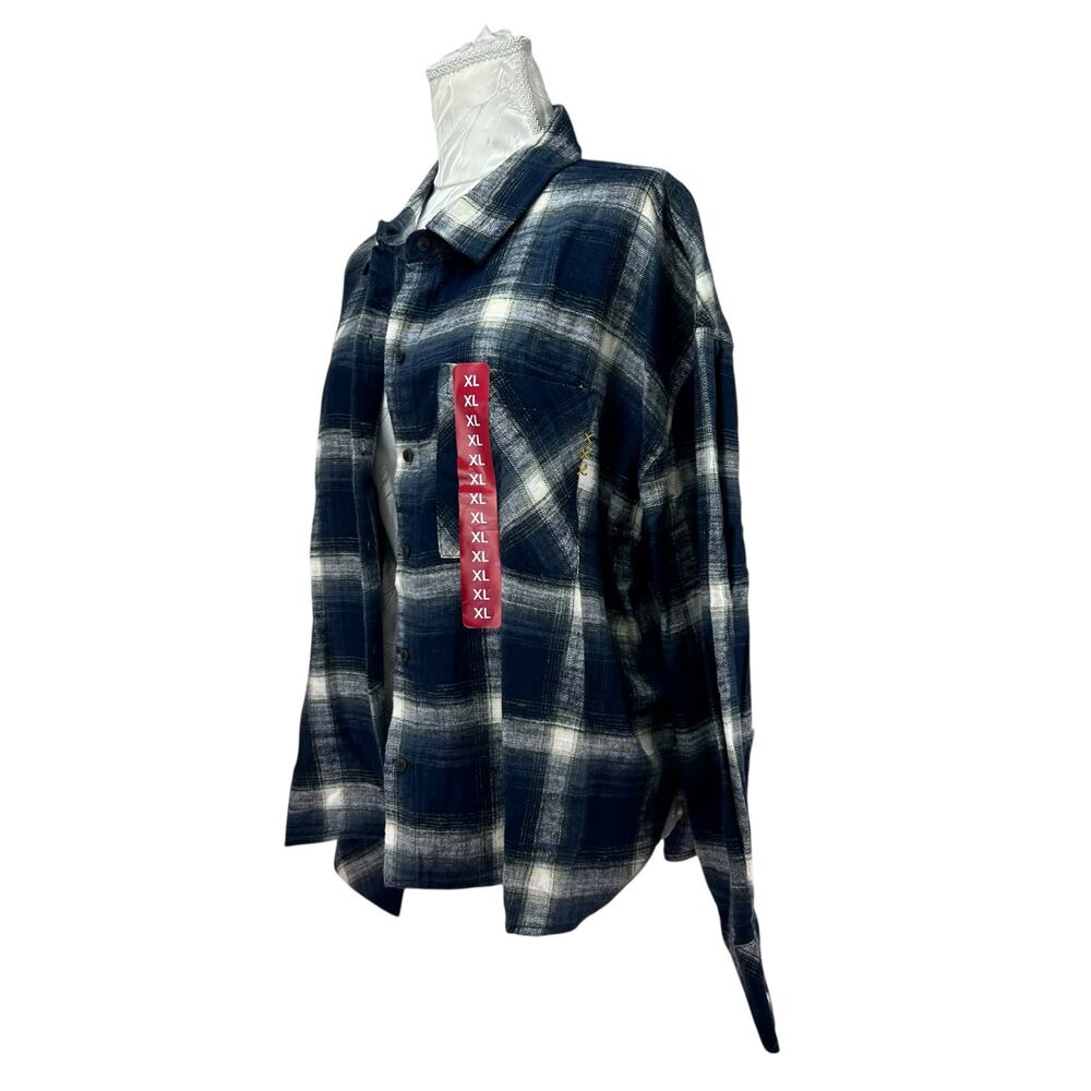 Scotch Soda Blue Plaid Cropped Flannel Top Women Sz XL Tomboy Femm Mountain Town - Picture 16 of 16